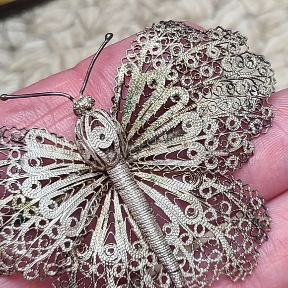 Antique Silver Filigree Butterfly Brooch - Etsy 925 Antique Italian Filigree Butterfly Brooch Sterling Silver Estate Ornate